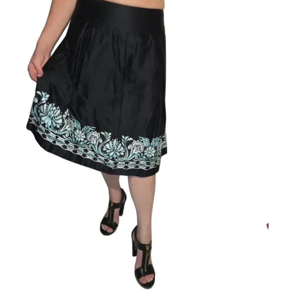 INC International Concepts Embellished Skirt Size 12 Black Crystal Border